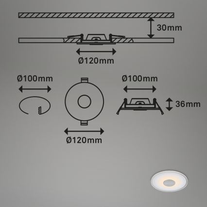 Briloner - НАБІР 3x Вбудований стельовий LED світильник для ванної LED/6W/230V IP44 хром