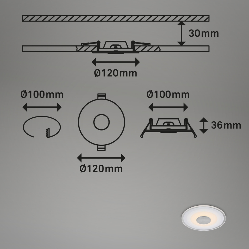 Briloner - НАБІР 3x Вбудований стельовий LED світильник для ванної LED/6W/230V IP44 хром