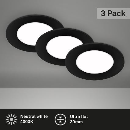 Briloner - НАБОР 3x Светодиодный встроенный светильник для ванной комнаты LED/3W/230V IP23