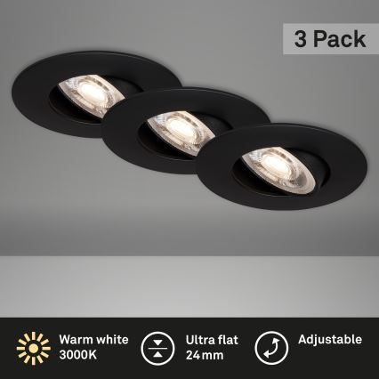 Briloner - НАБОР 3x Светодиодный встроенный светильник для ванной комнаты LED/4,9W/230V IP23
