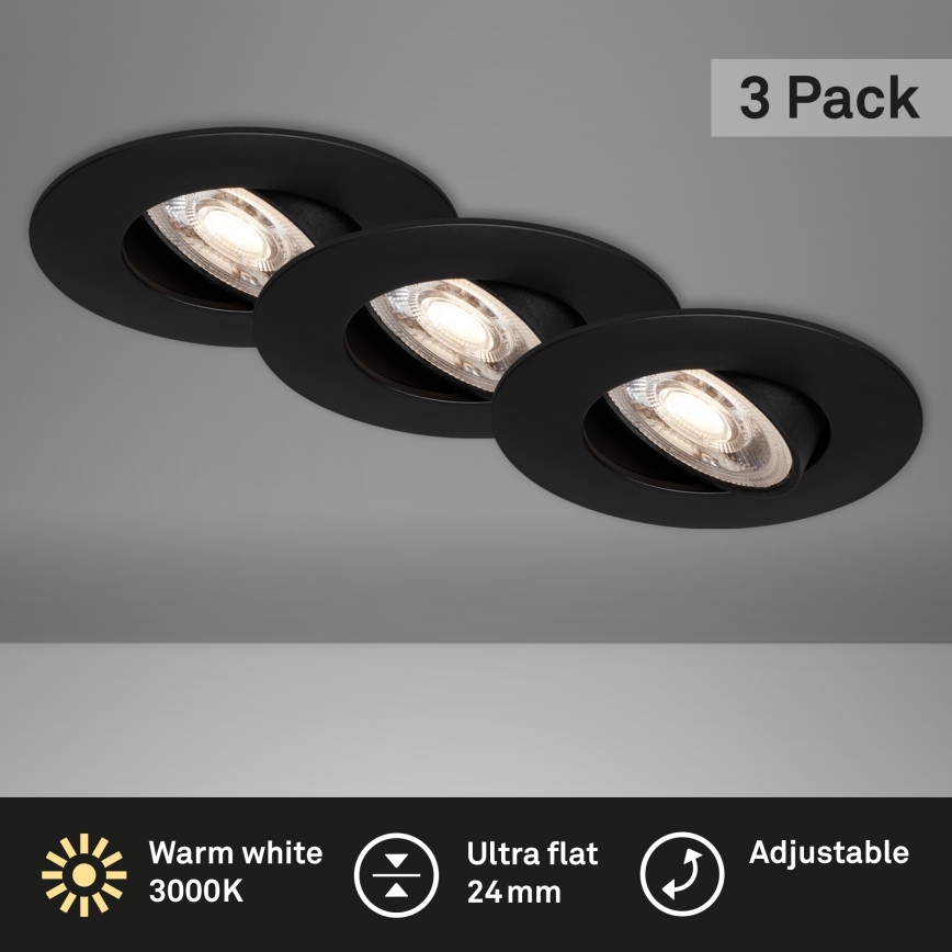 Briloner - НАБОР 3x Светодиодный встроенный светильник для ванной комнаты LED/4,9W/230V IP23