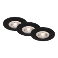 Briloner - НАБОР 3x Светодиодный встроенный светильник для ванной комнаты LED/4,9W/230V IP44 черный