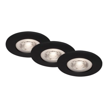 Briloner - НАБОР 3x Светодиодный встроенный светильник для ванной комнаты LED/4,9W/230V IP44 черный