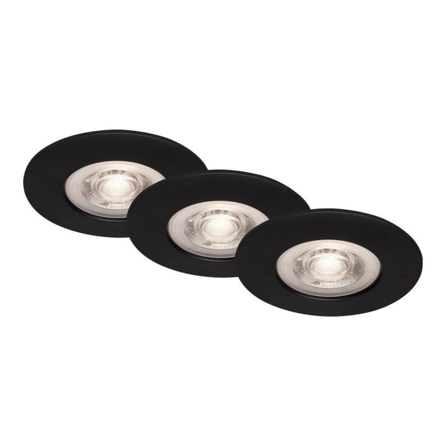 Briloner - НАБОР 3x Светодиодный встроенный светильник для ванной комнаты LED/4,9W/230V IP44 черный