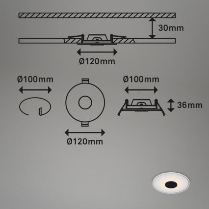 Briloner - НАБОР 3x Светодиодный встроенный светильник для ванной комнаты LED/6W/230V IP44 черный
