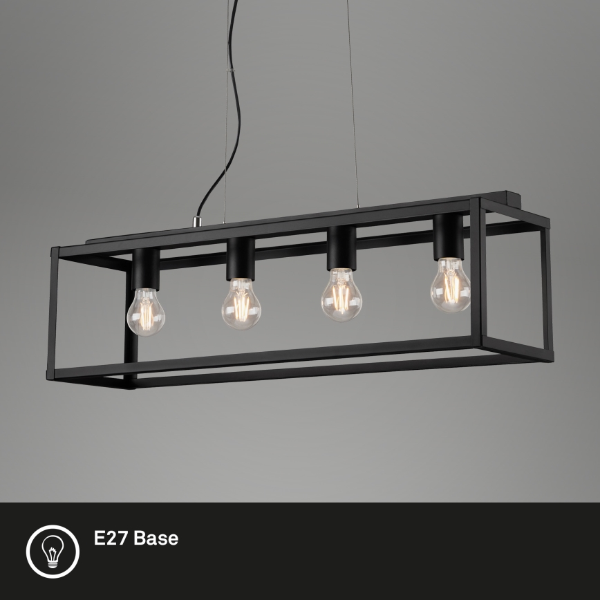Briloner - Підвісна люстра BLACK STEEL 4xE27/40W/230V