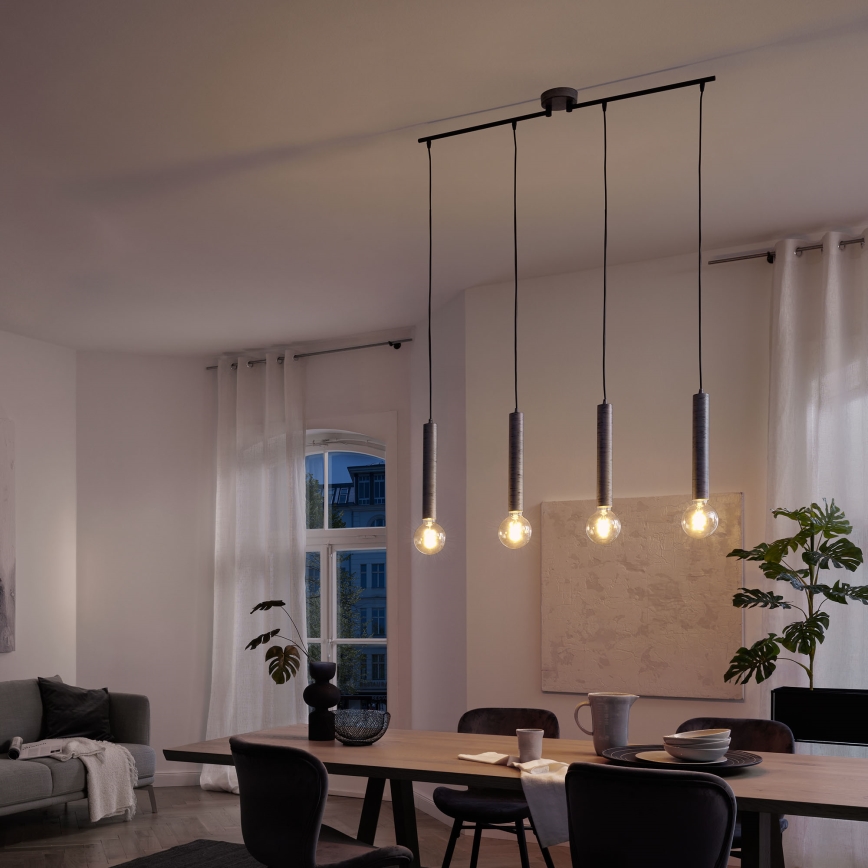 Briloner - Підвісна люстра LONGA 4xE27/60W/230V срібний