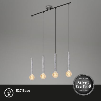 Briloner - Підвісна люстра LONGA 4xE27/60W/230V срібний