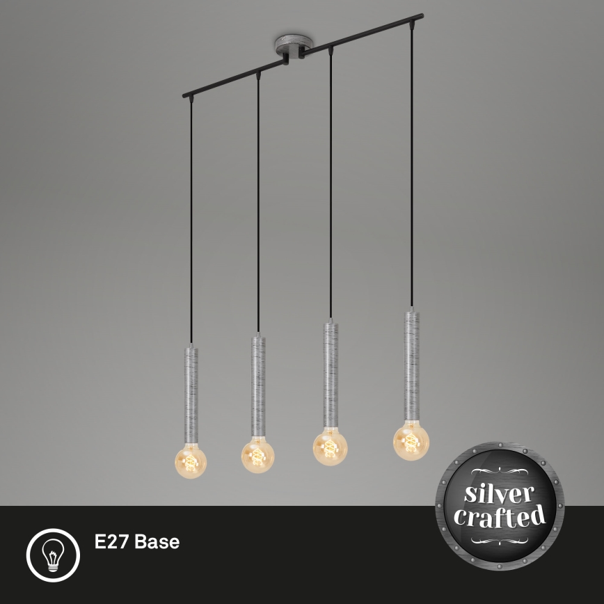 Briloner - Підвісна люстра LONGA 4xE27/60W/230V срібний