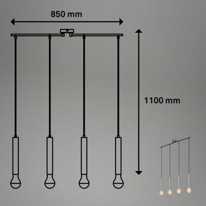 Briloner - Підвісна люстра LONGA 4xE27/60W/230V срібний