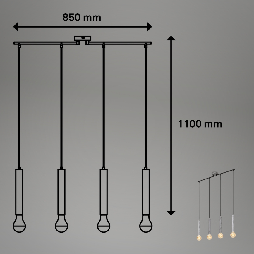 Briloner - Підвісна люстра LONGA 4xE27/60W/230V срібний