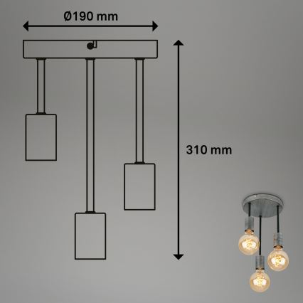 Briloner - Подвесная люстра HENGA 3xE27/60W/230V