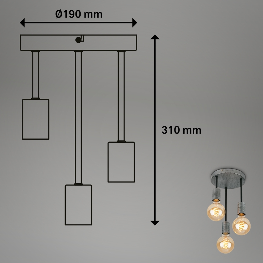 Briloner - Подвесная люстра HENGA 3xE27/60W/230V