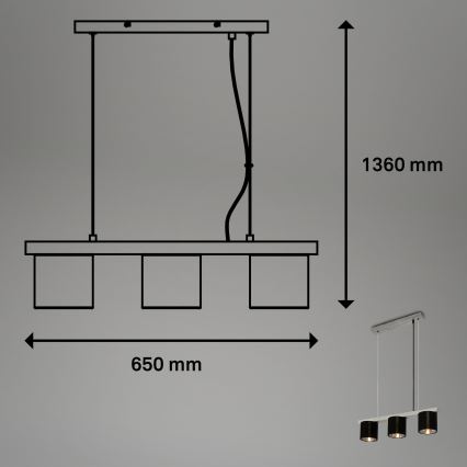 Briloner - Подвесная люстра LURI 3xE14/25W/230V каучуковое дерево