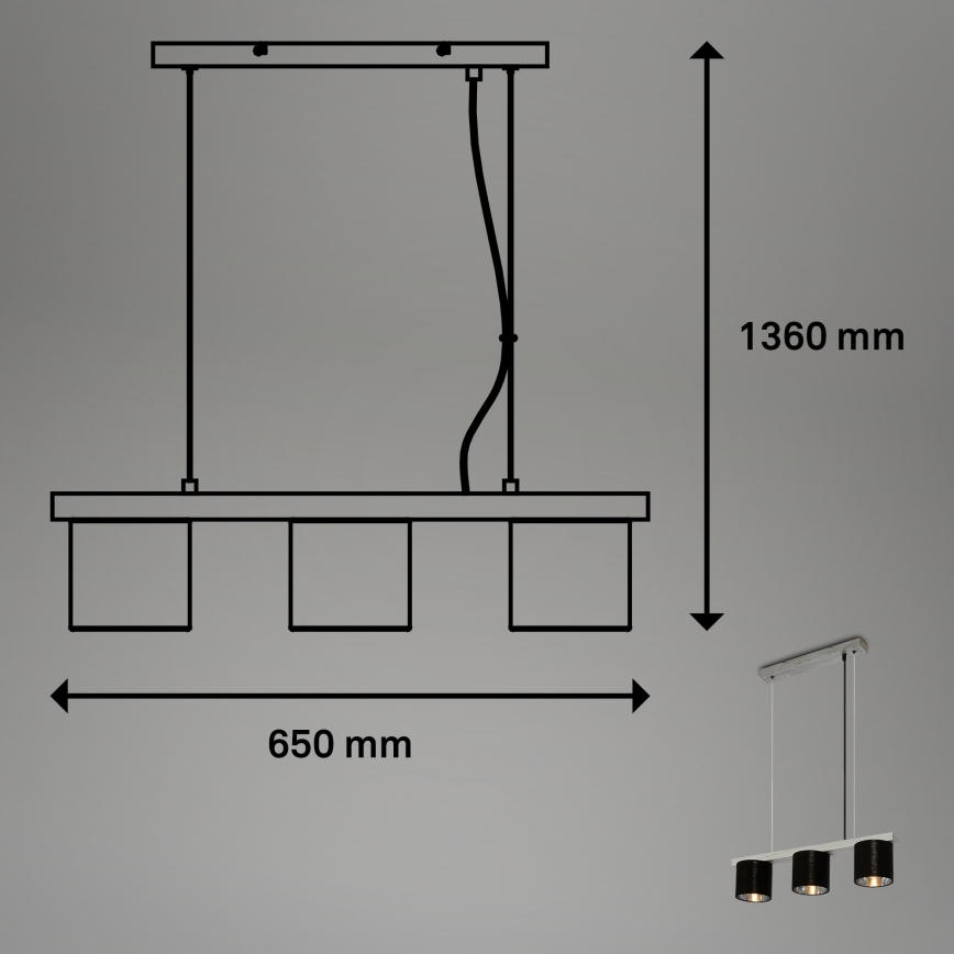 Briloner - Подвесная люстра LURI 3xE14/25W/230V каучуковое дерево
