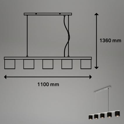 Briloner - Подвесная люстра LURI 5xE14/25W/230V каучуковое дерево