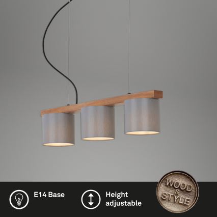 Briloner - Подвесная люстра RHON 3xE14/25W/230V каучуковое дерево