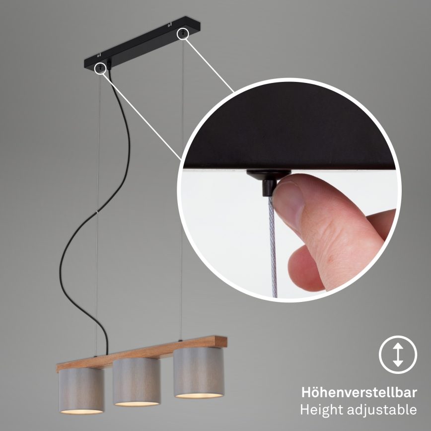 Briloner - Подвесная люстра RHON 3xE14/25W/230V каучуковое дерево