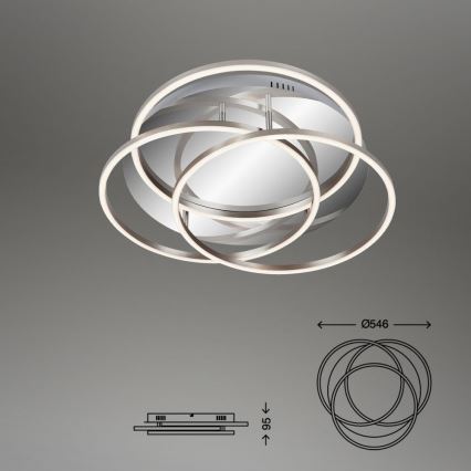 Briloner - Світлодіодний стельовий світильник з регулюванням яскравості FRAMES LED/60W/230V глянцевий хром
