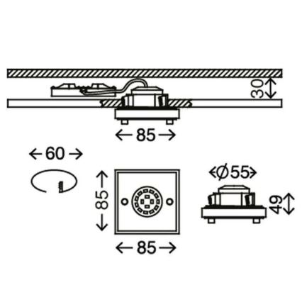 Briloner - Вбудований стельовий LED світильник для ванної ATTACH LED/5W/230V IP44