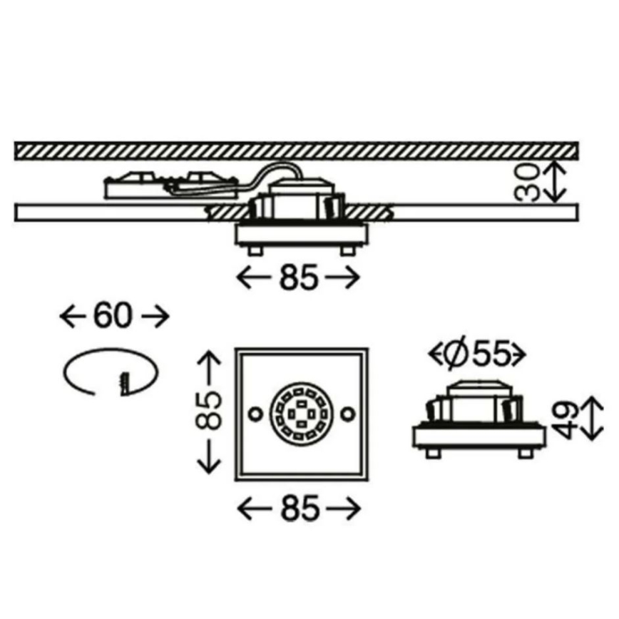 Briloner - Вбудований стельовий LED світильник для ванної ATTACH LED/5W/230V IP44
