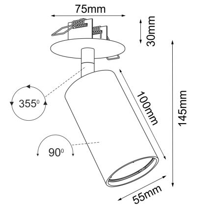 Brosline - Встраиваемый потолочный точечный светильник 1xGU10/10W/230V черный