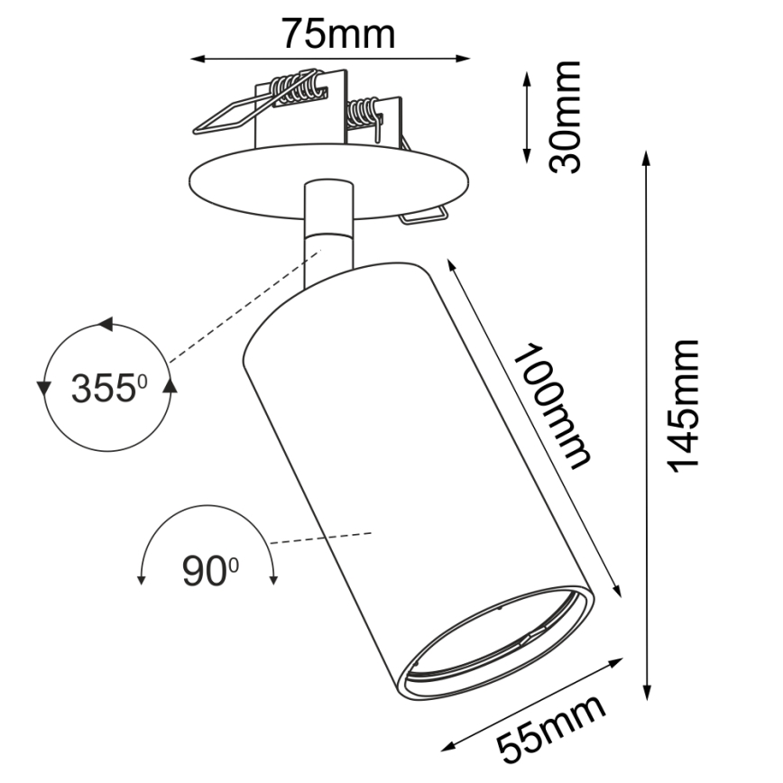 Brosline - Встраиваемый точечный потолочный светильник 1xGU10/10W/230V белый
