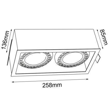 Brosline - вбудований стельовий світильник 2xGU10/18W/230V чорний