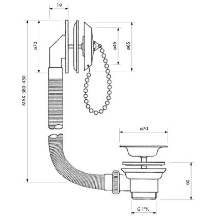 Bruckner - Гарнитур для ванный с пробкой на цепочке нержавеющая сталь