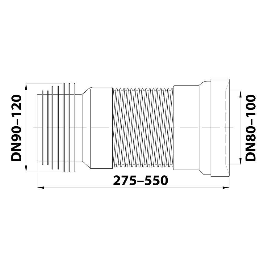 Bruckner - Гнучке підведення для випуску унітазу 27,5-55 см білий