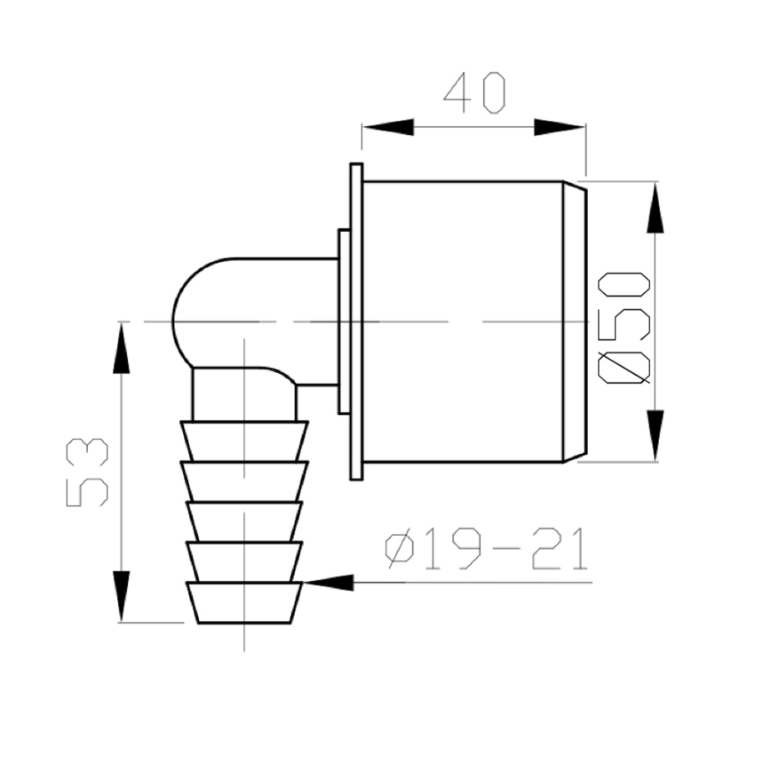 Bruckner - Наконечник для приєднання шланга кутовий DN50 19-21 матовий сірий