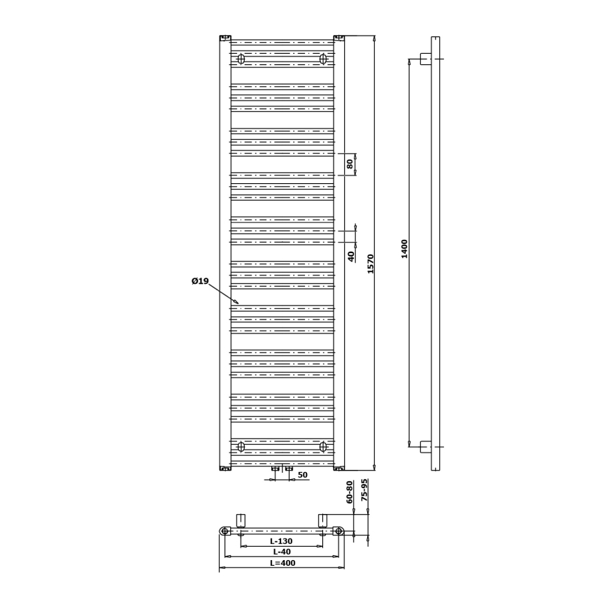 Bruckner - Радиатор для ванной комнаты ALBRECHT 547W/230V 50x157 см белый