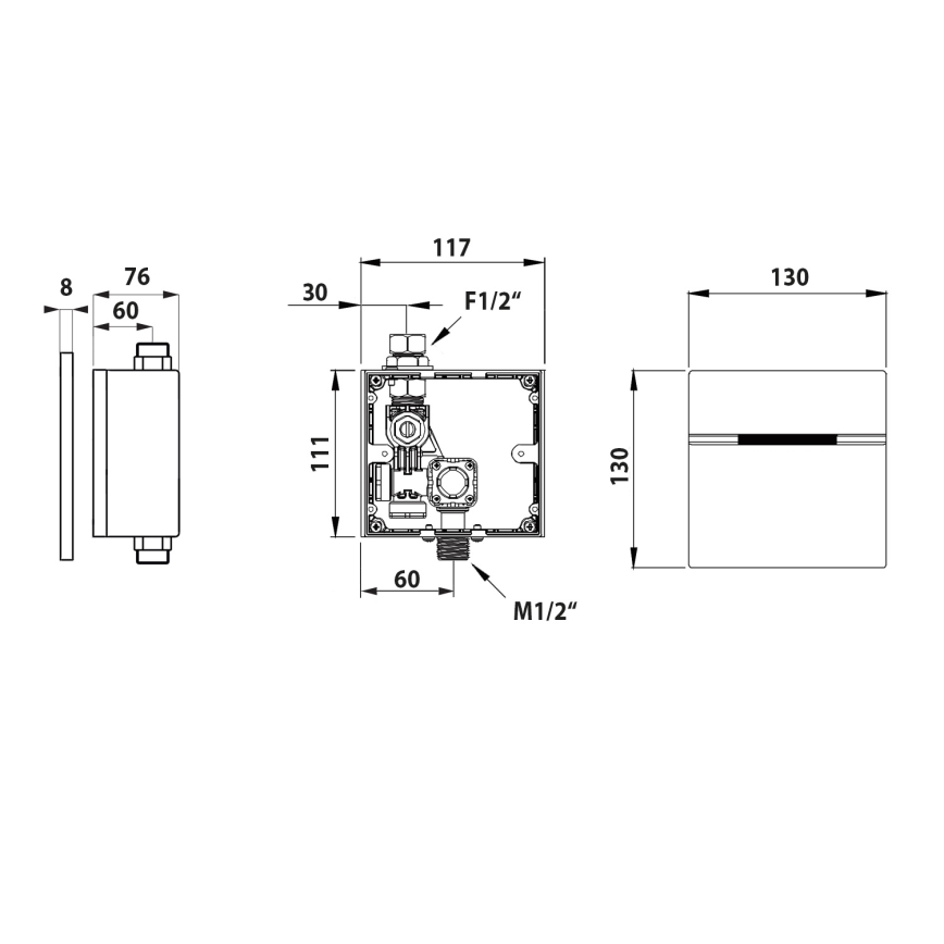 Bruckner - Сенсорний змив для пісуара 6V DC/4xAA нержавіюча сталь