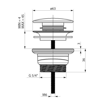 Bruckner - Відведення для умивальника CLICK-CLACK діаметр 6,3 см нержавіюча сталь