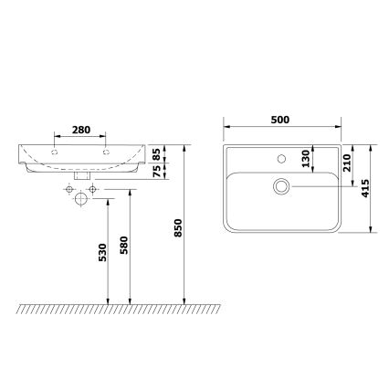 Bruckner - Встраиваемая раковина NEON 50x41,5 см керамика/белая