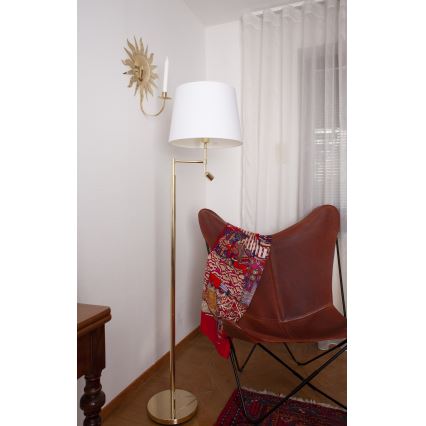 ByRydens - Светодиодный торшер ORLANDO 1xE27/5W/230V + LED/3W белый/золотистый диаметр 36 см