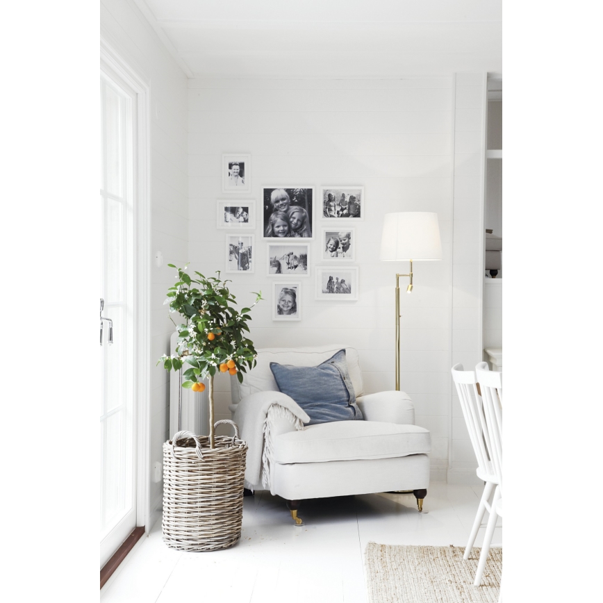 ByRydens - Светодиодный торшер ORLANDO 1xE27/5W/230V + LED/3W белый/золотистый диаметр 36 см
