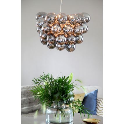 ByRydens - Підвісна люстра GROSS 8xG9/4W/230V димчастий/чорний діаметр 50 см