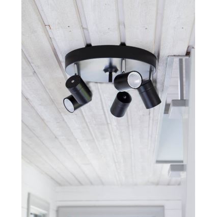 ByRydens - Точковий світильник CORRECT 5xGU10/7W/230V, чорний, діаметр 30 см