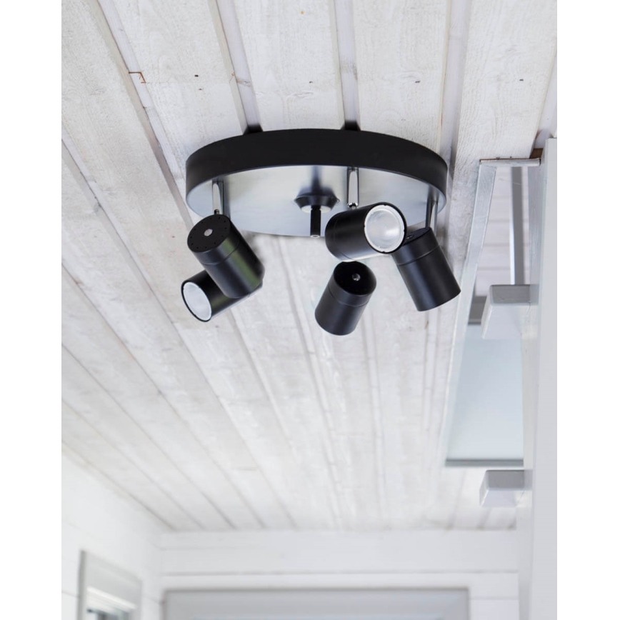 ByRydens - Точковий світильник CORRECT 5xGU10/7W/230V, чорний, діаметр 30 см