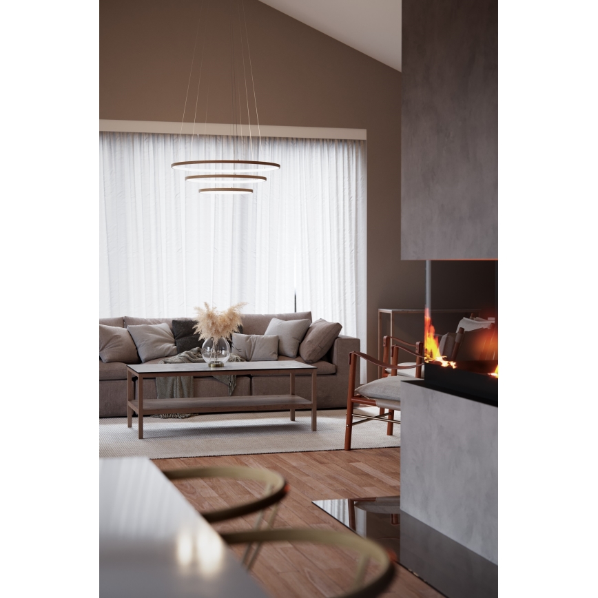 ByRydens - Светодиодная подвесная люстра TRIONE LED/45W/230V коричневый диаметр 80 см