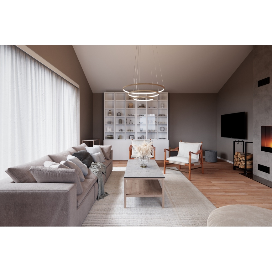 ByRydens - Светодиодная подвесная люстра TRIONE LED/45W/230V коричневый диаметр 80 см