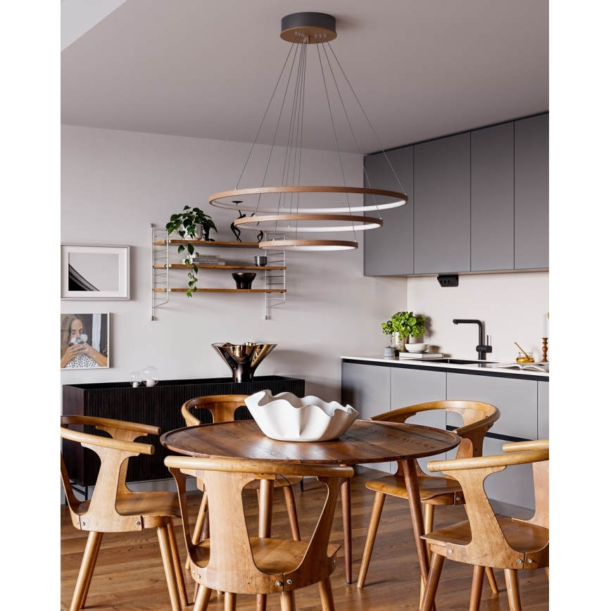 ByRydens - подвесная LED-люстра на тросе TRIONE LED/45W/230V, коричневая, диаметр 80 см