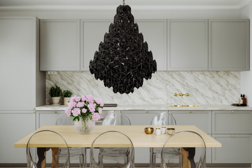 ByRydens - Люстра на цепи MONARQUE GRANDE 11xE14/5W/230V черный диаметр 58 см