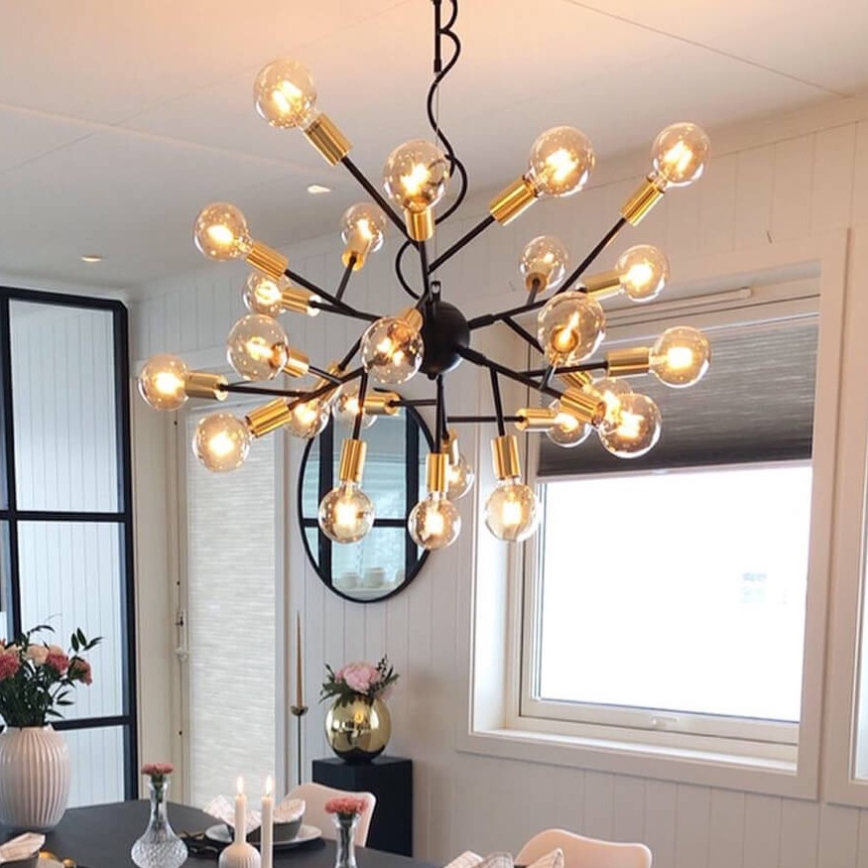 ByRydens - Підвісна люстра HEROES 24xE27/5W/230V чорний діаметр 80 см