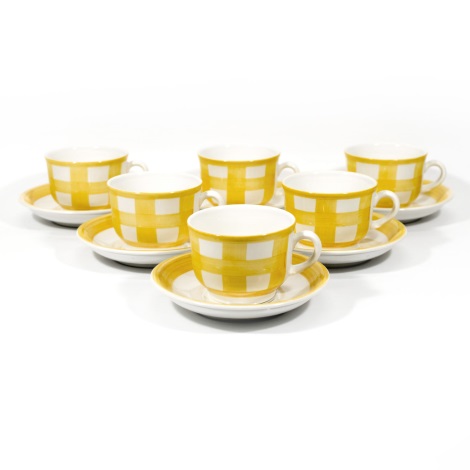 Чайный сервиз 6x керамическая чашка Lucie с блюдцем бело-желтый