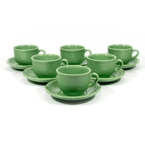 Чайный сервиз 6x керамическая чашка с блюдцем зеленый