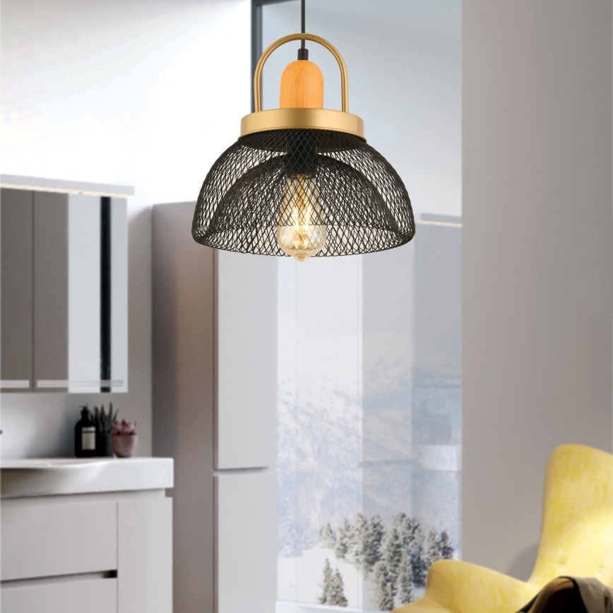 Candelabru MONZA 1xE27/40W/230V diametru 29 cm negru/aurie