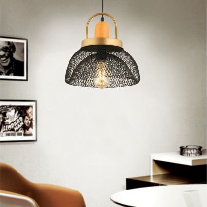Candelabru MONZA 1xE27/40W/230V diametru 29 cm negru/aurie