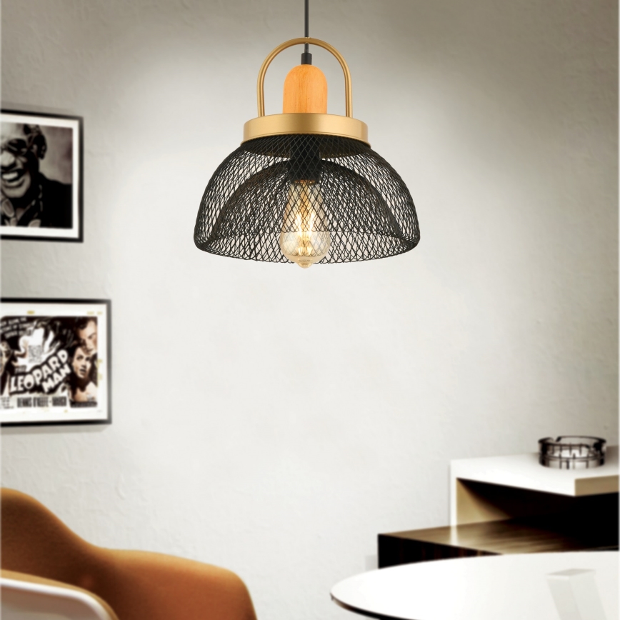 Candelabru MONZA 1xE27/40W/230V diametru 29 cm negru/aurie